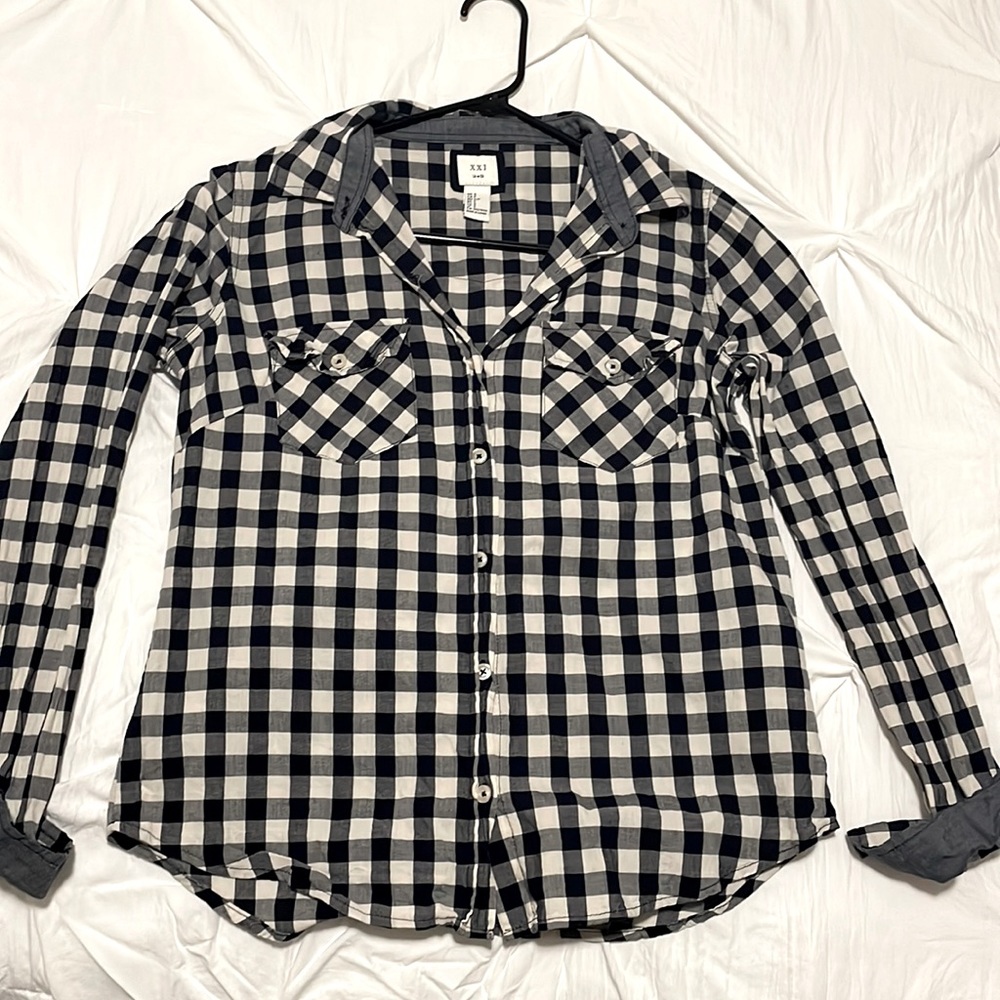 Plaid button down shirt. Great for rodeo season or casual outings.